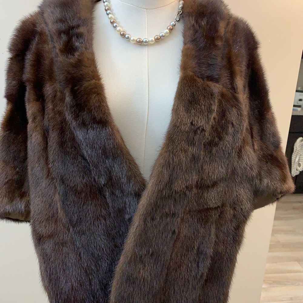 Vintage•Elegant Brown Mink Fur Shawl